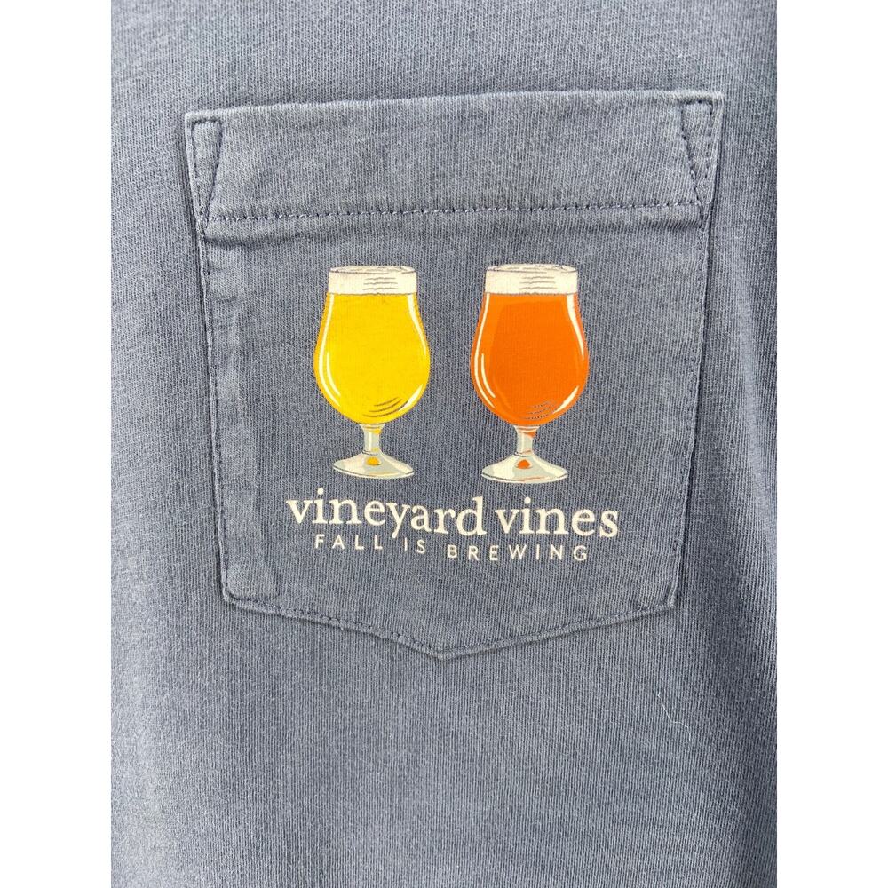 Vineyard Vines Shirt Mens L Blue Long Sleeve Fall is Brewing Preppy Cotton Crew - Picture 2 of 9